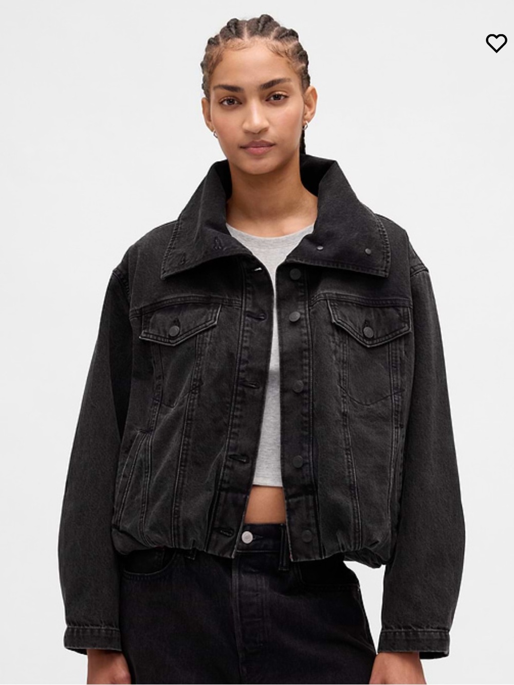 GAP Black Oversized Cocoon Cropped Denim Jacket - small tall - new with tags
